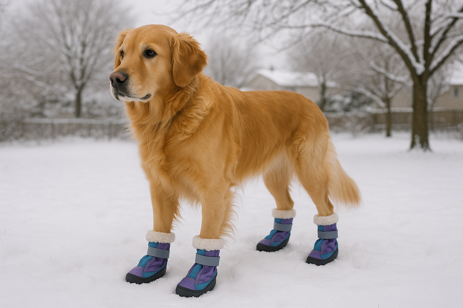 Muttluks Snow Mushers in royal blue softshell with fleece cuff and leather-rubber composite sole
